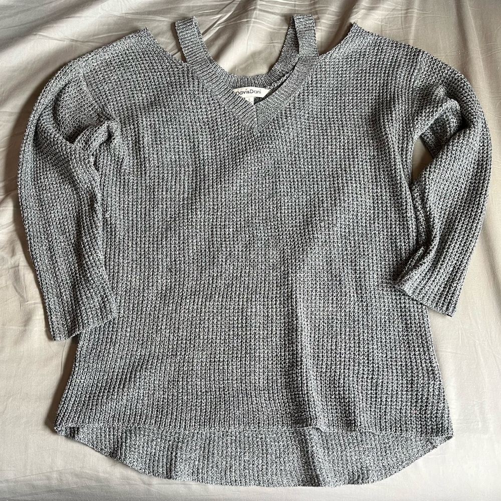 Grey Cutout Sweater